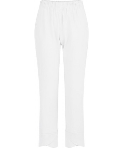 Summer Women Loose Straight Leg Pants Fashion High Waisted Casual Pants Solid Color Linen Trousers with Pockets White 2 $4.96...