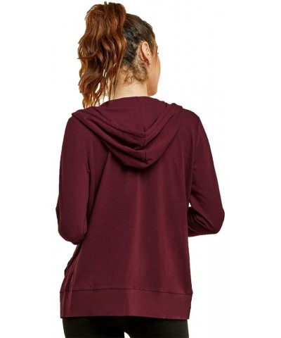 Women's Zip Up Active Yoga Gym Casual Thin Cotton Long Sleeve Jacket Hoodie Burgundy $17.39 Activewear