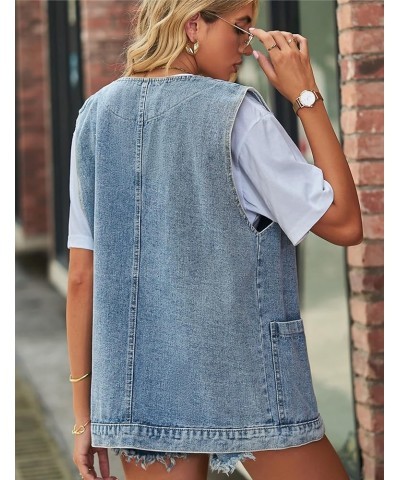 Womens Oversized Sleeveless Jean Denim Jacket Button Down Vest Top for Women Summer Waistcoat Jeans Vests Tops Light Blue $19...