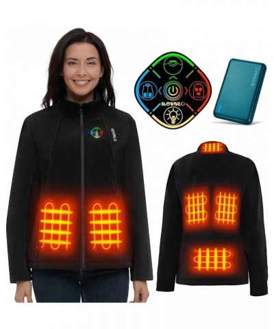 Heated Jackets for Women, Smart Controller with Light Out Design, Soft Fleece Electric Heating Coat with Battery Pack Black $...