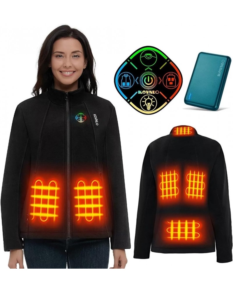 Heated Jackets for Women, Smart Controller with Light Out Design, Soft Fleece Electric Heating Coat with Battery Pack Black $...