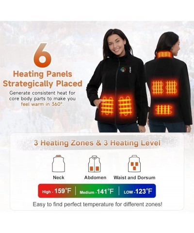 Heated Jackets for Women, Smart Controller with Light Out Design, Soft Fleece Electric Heating Coat with Battery Pack Black $...