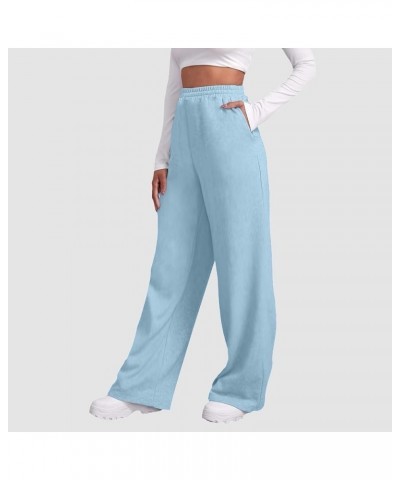 Baggy Wide Leg Sweatpants for Women Fleece Joggers with Pockets Comfy High Waist Lounge Drawstring Cargo Pants 04-royal Blue ...