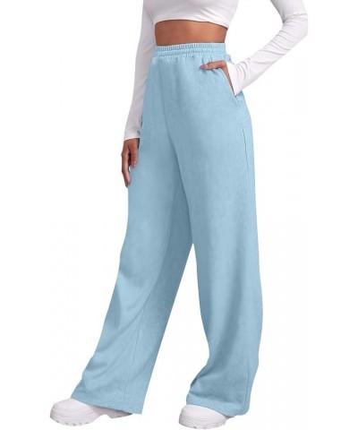 Baggy Wide Leg Sweatpants for Women Fleece Joggers with Pockets Comfy High Waist Lounge Drawstring Cargo Pants 04-royal Blue ...