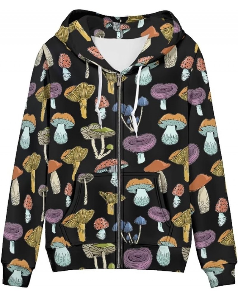 Zip Up Hoodies for Women Long Sleeve Sweaters for Casual Wear XS-5XL Retro Mushroom $16.38 Hoodies & Sweatshirts