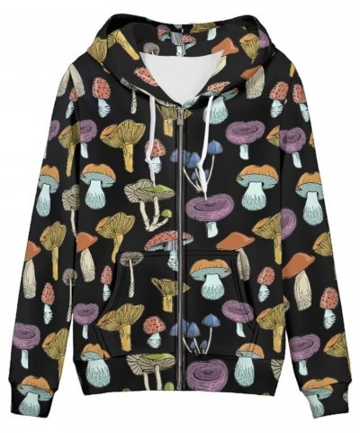 Zip Up Hoodies for Women Long Sleeve Sweaters for Casual Wear XS-5XL Retro Mushroom $16.38 Hoodies & Sweatshirts