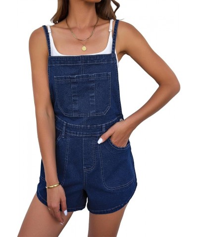 Denim Overall Shorts for Women Loose Fit Baggy Adjustable Tie Back Bib Jean Overalls Casual Curve Hem Shortalls Darkness Blue...