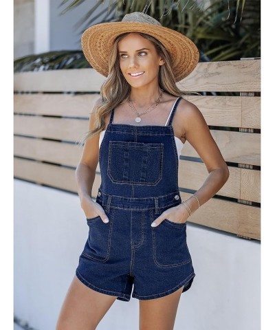 Denim Overall Shorts for Women Loose Fit Baggy Adjustable Tie Back Bib Jean Overalls Casual Curve Hem Shortalls Darkness Blue...