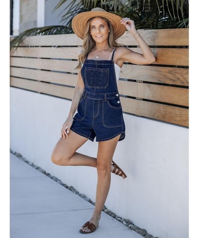 Denim Overall Shorts for Women Loose Fit Baggy Adjustable Tie Back Bib Jean Overalls Casual Curve Hem Shortalls Darkness Blue...