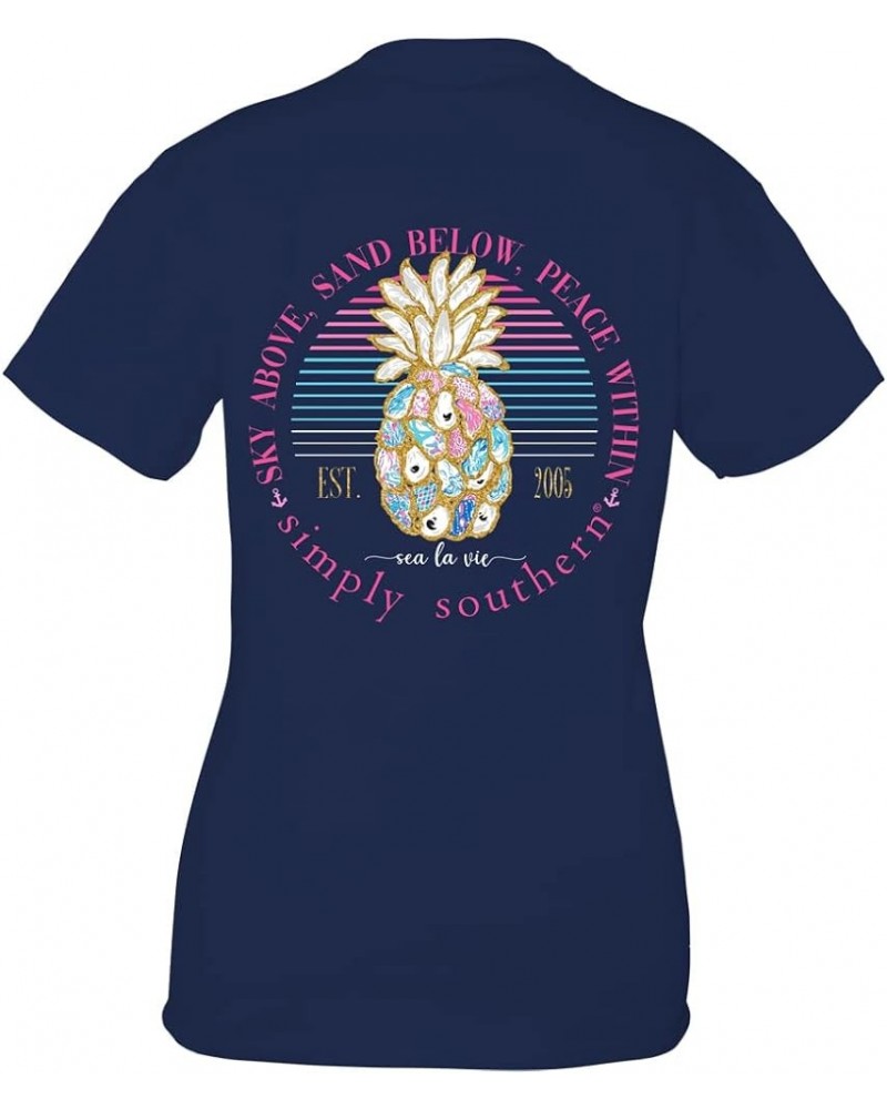 Sky Above, Sand Below, Peace Within - Oyster - Pineapple - Adult T-Shirt Navy $15.35 T-Shirts