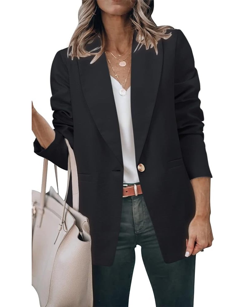 Women's Casual Lightweight Blazer Jacket Suits Lapel Long Sleeve for Daily/Work 02 Black $22.50 Blazers