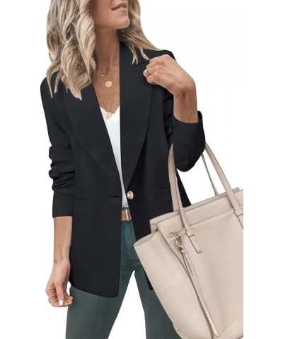 Women's Casual Lightweight Blazer Jacket Suits Lapel Long Sleeve for Daily/Work 02 Black $22.50 Blazers