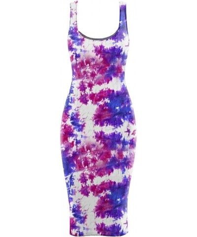 Bodycon Dresses for Women Sexy Tank Tie-dye Sleeveless Club Party Summer Basic Midi Dresses 31-purple $5.87 Dresses