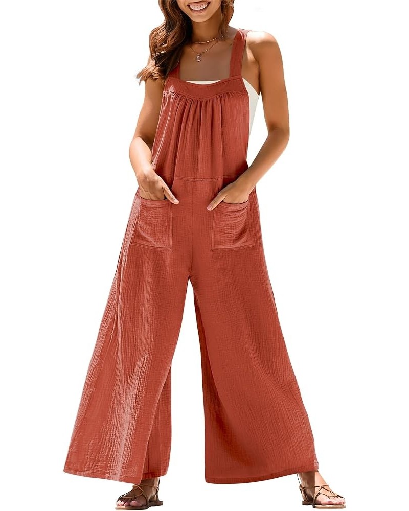 Womens Overalls Wide Leg Jumpsuits Loose Casual Rompers Sleeveless Adjustable Straps with Pockets Summer Outfits Rust $16.45 ...