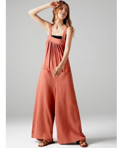 Womens Overalls Wide Leg Jumpsuits Loose Casual Rompers Sleeveless Adjustable Straps with Pockets Summer Outfits Rust $16.45 ...