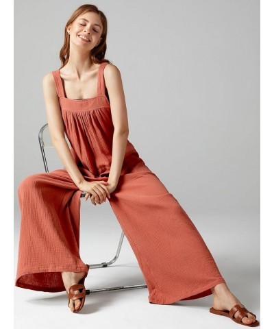 Womens Overalls Wide Leg Jumpsuits Loose Casual Rompers Sleeveless Adjustable Straps with Pockets Summer Outfits Rust $16.45 ...