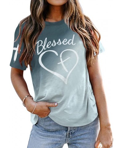 Blessed Shirt Women Christian Tshirt Faith Based Tee Jesus Has My Back Shirt Casual Thanksgiving Short Sleeve Top As Shown $1...