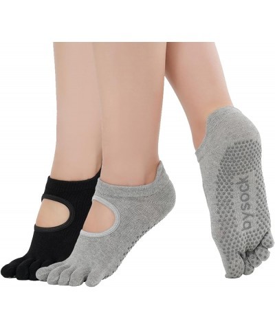 Yoga Socks for Women with Grips, Non-Slip Full Toe Socks for Pilates Barre Dance Ballet Fitness (2-3 Pairs) Bs1001: 2 Pairs/B...