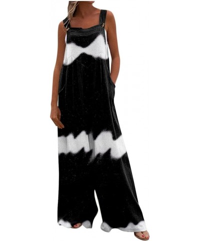 Womens Overalls Loose Fit,Women'S Casual Wide Leg Jumpsuit One Piece Sleeveless Printed Romper With Pockets 01-black $15.38 O...