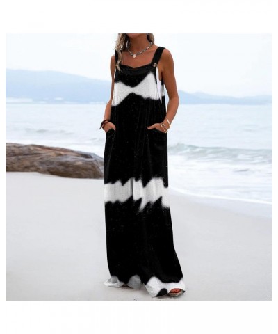 Womens Overalls Loose Fit,Women'S Casual Wide Leg Jumpsuit One Piece Sleeveless Printed Romper With Pockets 01-black $15.38 O...