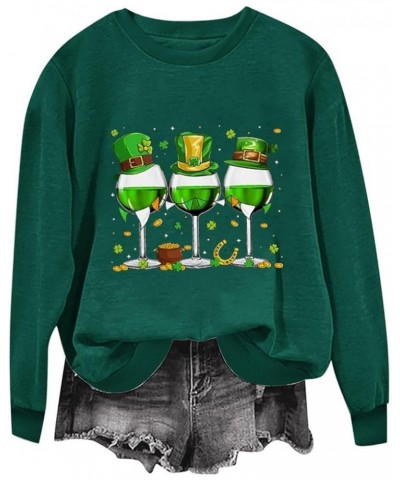 St. Patrick's Day Sweatshirt for Women Long Sleeve Casual Loose Pullover Tops Trendy Blouses Clover Graphic Shirts T19green L...