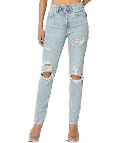 Women's Distressed Destructed Washed Denim Mid~High Rise Relaxed Boyfriend Jeans Mom Cpr Light $26.45 Jeans