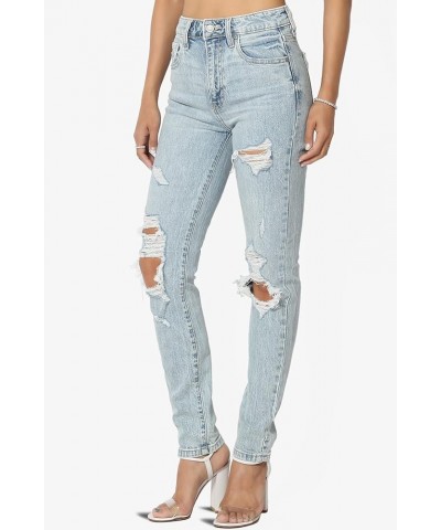 Women's Distressed Destructed Washed Denim Mid~High Rise Relaxed Boyfriend Jeans Mom Cpr Light $26.45 Jeans