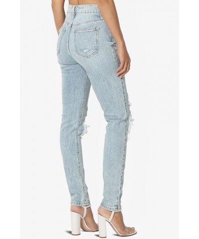 Women's Distressed Destructed Washed Denim Mid~High Rise Relaxed Boyfriend Jeans Mom Cpr Light $26.45 Jeans