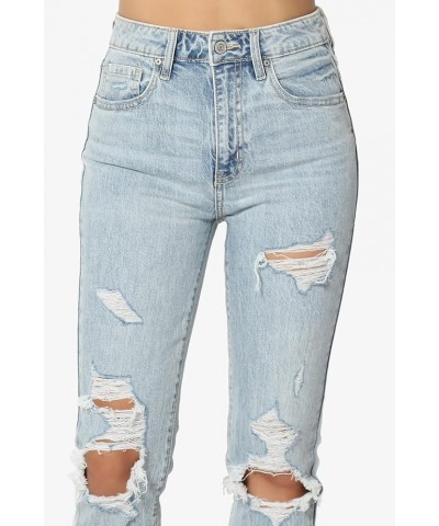 Women's Distressed Destructed Washed Denim Mid~High Rise Relaxed Boyfriend Jeans Mom Cpr Light $26.45 Jeans