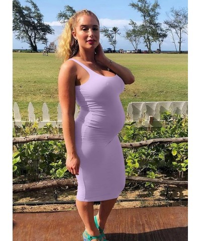 Women's Basic Tank Bodycon Sleeveless Solid Casual Long Dress Lavender $12.74 Dresses