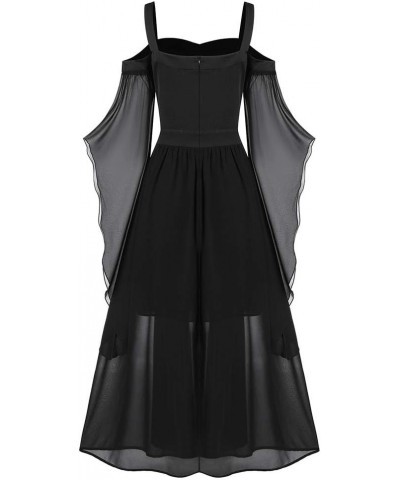 Women's Gothic Punk Dress Cold Shoulder Butterfly Sleeve Christmas Cosplay Party Dress Black $34.44 Dresses