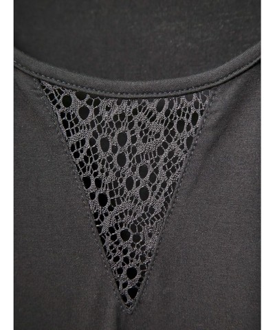 Women Crewneck Lace Inset Sleeveless Blouse Black $14.70 Blouses