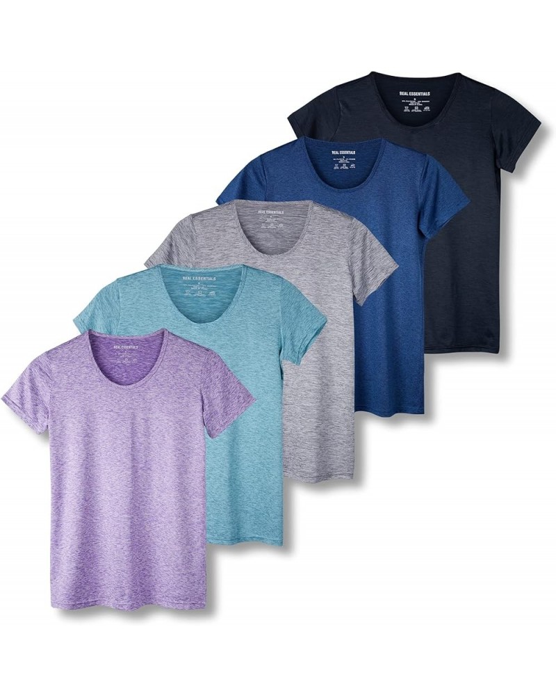 5 Pack: Women's Dry Fit Tech Stretch Short-Sleeve Crew Neck Athletic T-Shirt (Available in Plus Size) Plus Size Set 1 $22.40 ...