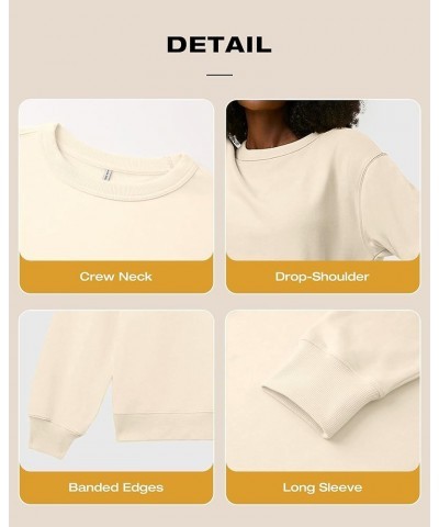 Oversized Sweatshirt for Women Loose Fit Womens Crewneck Pullover Vintage Trendy Shirts with Long Sleeve Teen Beige $16.63 Ho...