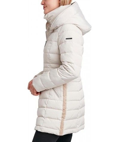 Women's 3/4 Puffer Jacket with Hood and Velvet Trim Clay $65.43 Jackets