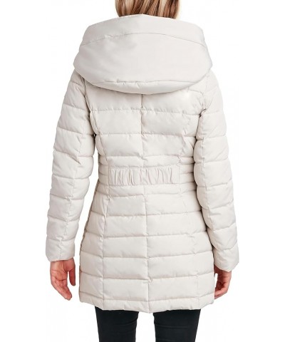 Women's 3/4 Puffer Jacket with Hood and Velvet Trim Clay $65.43 Jackets