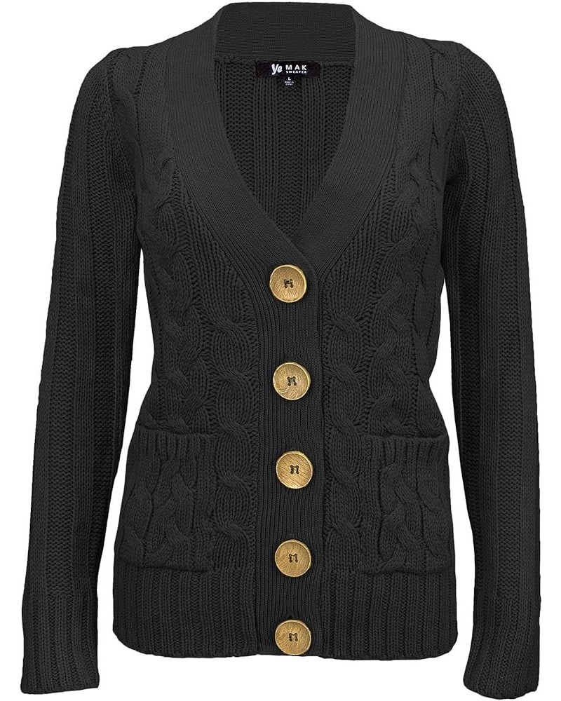 Women's Knit Cardigan Sweater – Long Sleeve V-Neck Button Down Cable Knitted Two Pocket Basic Casual Soft Jacket Black $11.57...