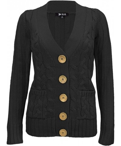 Women's Knit Cardigan Sweater – Long Sleeve V-Neck Button Down Cable Knitted Two Pocket Basic Casual Soft Jacket Black $11.57...