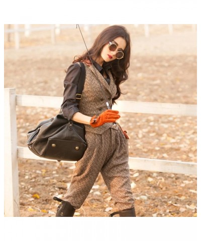 Women's Double Breasted Vest Lapel Casual Skinny Herringbone Tweed Waistcoat Sleeveless Jacket Coffee $17.78 Vests