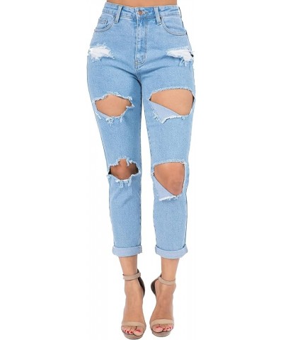 Women's High Rise Stretch Destroyed Ripped Color Skinny Pants Jeans Multi Styles Light Blue Rjh8141 $17.68 Jeans