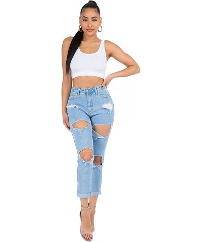 Women's High Rise Stretch Destroyed Ripped Color Skinny Pants Jeans Multi Styles Light Blue Rjh8141 $17.68 Jeans