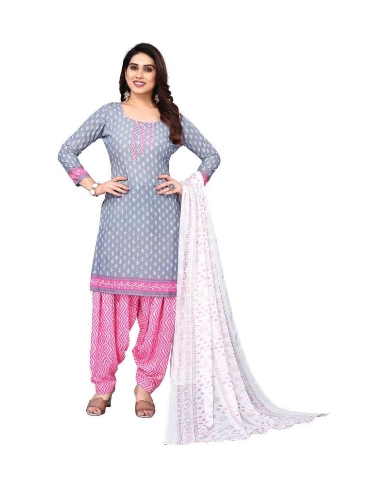 GJ Fashion Readymade Indian Panjabi Style Designer Printed Crepe Fabric Patiyala Salwar Suit for Women Grey-12 $19.53 Suits