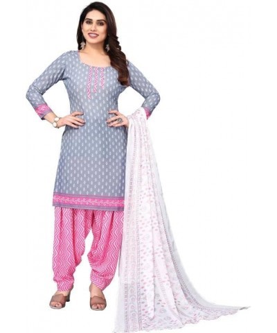 GJ Fashion Readymade Indian Panjabi Style Designer Printed Crepe Fabric Patiyala Salwar Suit for Women Grey-12 $19.53 Suits