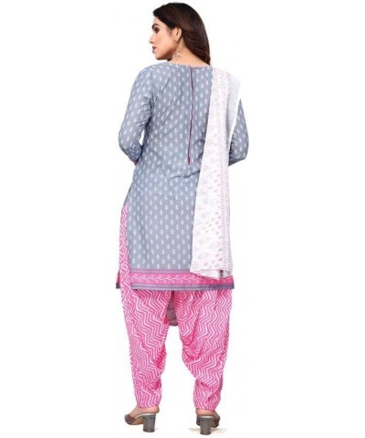 GJ Fashion Readymade Indian Panjabi Style Designer Printed Crepe Fabric Patiyala Salwar Suit for Women Grey-12 $19.53 Suits