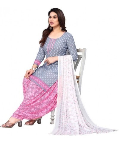 GJ Fashion Readymade Indian Panjabi Style Designer Printed Crepe Fabric Patiyala Salwar Suit for Women Grey-12 $19.53 Suits