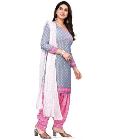 GJ Fashion Readymade Indian Panjabi Style Designer Printed Crepe Fabric Patiyala Salwar Suit for Women Grey-12 $19.53 Suits