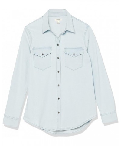 Women's Denim Long-Sleeve Shirt Light Wash $28.14 Blouses