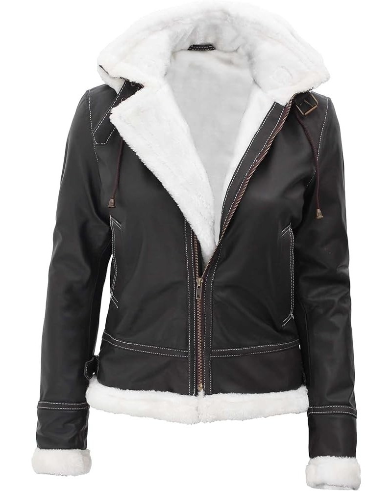 Real Lambskin Womens Leather Jacket - Shearling Leather Jackets for Women Mary - Brown Shearling Jacket $94.08 Coats