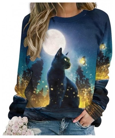 Women's Flower Butterfly Print Sweatshirt Casual 3D Print Oversized Long Sleeve Crewneck Pullover Tops Blouse Shirts Cat Moon...