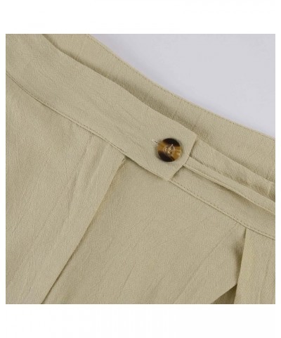 Cotton Linen Pants for Women, Summer 2023 High Waist Wide Leg Pants Dressy Casual Plus Size Trousers A-khaki $7.10 Pants